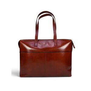 Bosca Cognac Leather Laptop Tote 17" Work Bag Briefcase Unisex Mens Womens